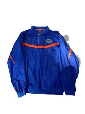 Vtg 90s Florida Gators 1/4 Zip Windbreaker Jacket Blue Nike Large